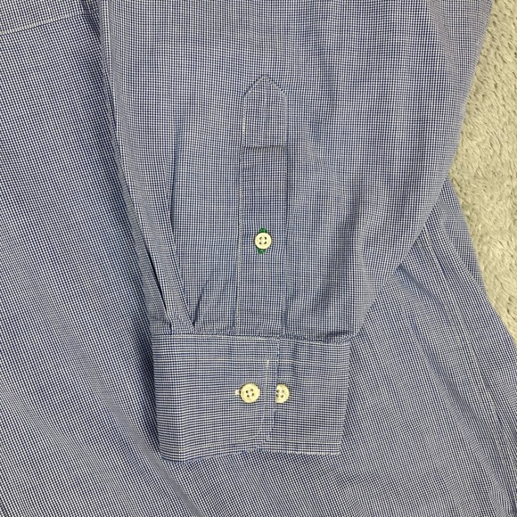 Tommy Hilfiger American Classics Blue Gingham Button Down Dress Shirt Mens 16 - Picture 4 of 11